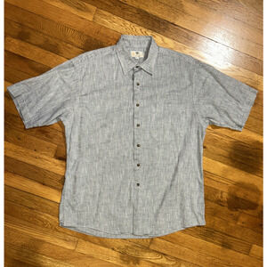 Aquascutum London Men’s size L Classic linen blend Casual Button Up Shirt USA
